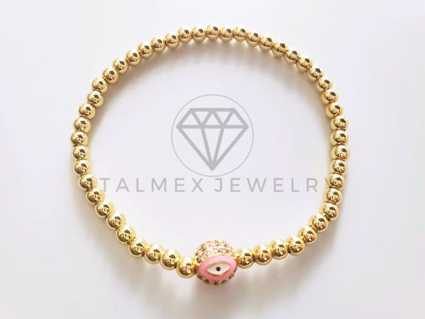 Pulsera de Lujo - 103746 - Diseño Ajustable Ojo Turco CZ Rosa Oro Laminado 18K