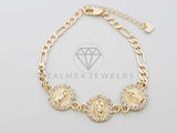 Pulsera Elegante - 100217 - Diseño de la Virgen con CZ Blanca Oro Laminado 18K