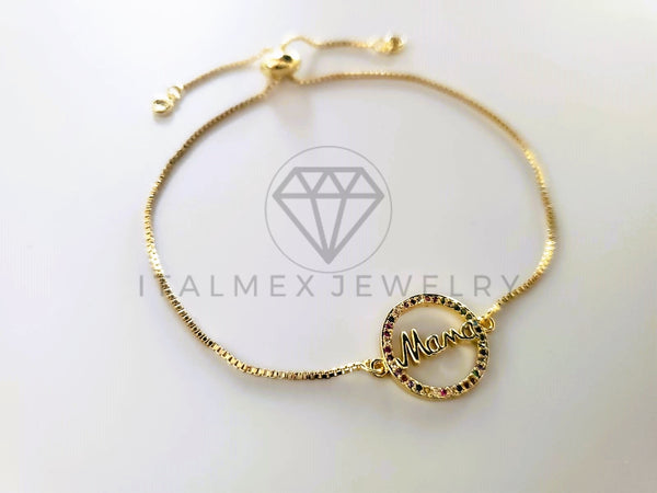 Pulsera de Lujo - 103724 - Diseño Ajustable Mamá CZ Color Oro Laminado 18K