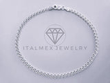 Tobillera Clasica - 104282 - Diseño Tejido Amor 3.5mm/9" Plata .925