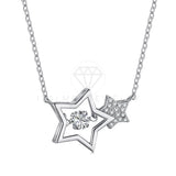 Collar de Lujo - 104127 - Estilo Estrellitas CZ Clara Plata Fina .925