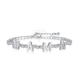 Pulsera de Lujo - 104118 - Diseño Mamá Tira CZ Clara Plata Fina .925