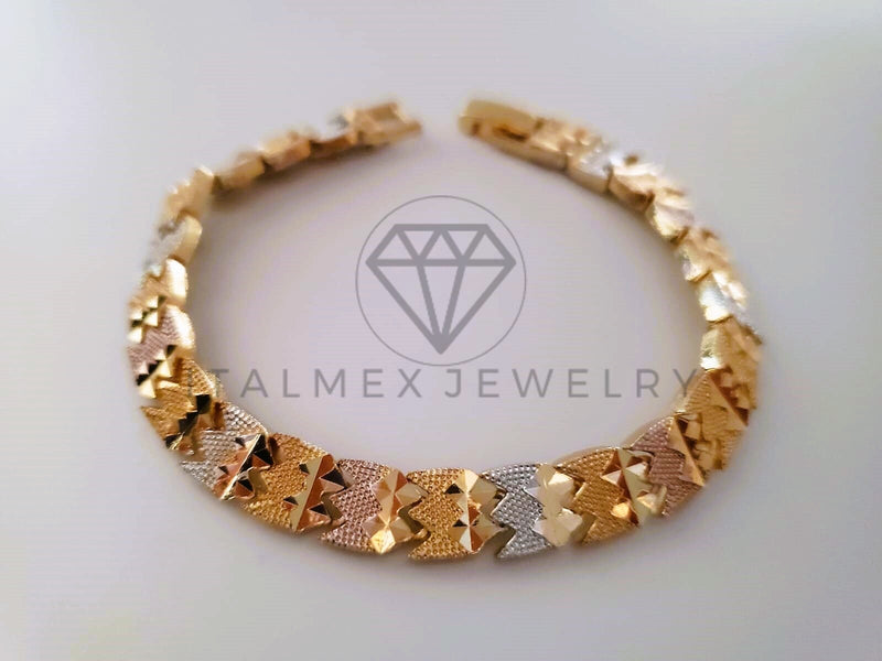 Pulsera Elegante - 104485 - Pulsera Eslabon Lujo Diamantado Oro Laminado 18K