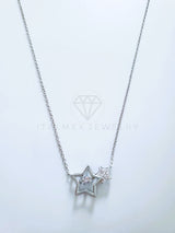 Collar de Lujo - 104127 - Estilo Estrellitas CZ Clara Plata Fina .925