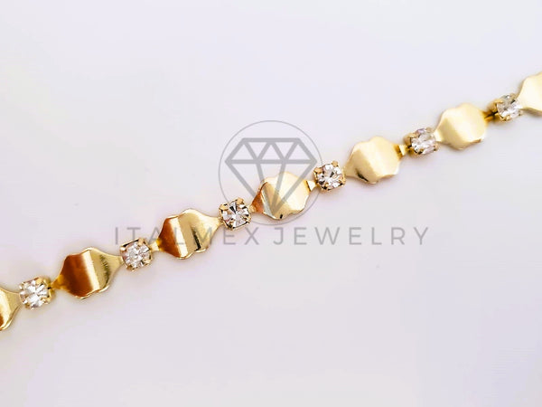 Pulsera Elegante - 103570 - Pulsera Labios y Circonia Clara Oro Laminado 18K