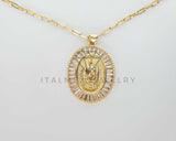 Collar Elegante - 101573 - Collar Medalla Virgen Guadalupe CZ Clara Oro Laminado 18K