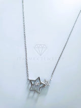 Collar de Lujo - 104127 - Estilo Estrellitas CZ Clara Plata Fina .925