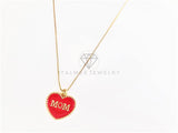 Collar Elegante - 103145 - Collar Corazón Mom | Mamá Rojo Oro Laminado 18K