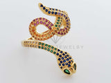 Anillo de Lujo - 101290 - Diseño Serpiente con CZ Colores Oro Laminado 18K