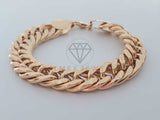 Pulsera de Lujo - 100296 - Diseño Cubana Diamantada 12mm Oro Laminado 18K