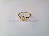 Anillo Dama de Lujo -103762 - Diseño Inicial "C" CZ Clara Oro Laminado 18K