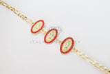 Pulsera Elegante - 100181 - Diseño de Virgen de Guadalupe Con CZ Roja Oro Laminado 18K