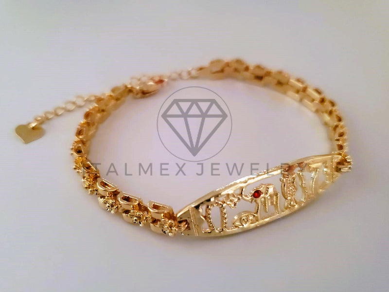 Pulsera Elegante - 104480 - Esclava 7 Potencias con Flores Oro Laminado 18K