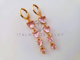 Arete de Lujo - 104618 - Arete Corazones CZ Rosa Oro Laminado 18K