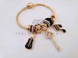 Pulsera Elegante - 104299 - Pulsera Estilo PDR Llave y Musica CZ Clara Oro Laminado 18K