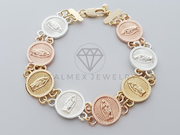 Pulsera de Lujo - 100205 - Diseño Virgen Guadalupe 3 Tonos Oro Laminado 18K