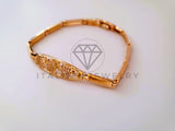 Pulsera de Lujo - 104379 - Diseño Placa Elefantes CZ Clara Oro Laminado 18K