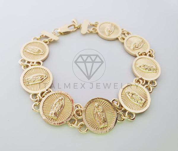 Pulsera de Lujo - 100203 - Diseño de Monedas de la Virgen Dorada Laminado 18K