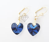 Arete Elegante - 100710 - Diseño de Corazón con CZ Azul Oro Laminado 18K