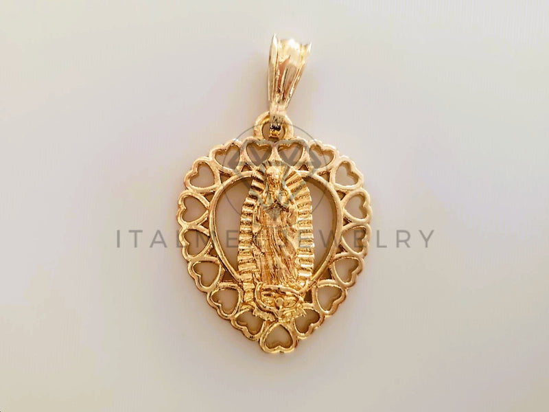 Dije Elegante - 104405 - Corazón Virgen de Guadalupe Tamaño Chico Oro Laminado 18K