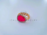 Anillo Dama de Lujo - 104546 - Esmalte Rosa CZ Clara Oro Laminado 18K