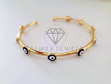 Pulsera Elegante - 104583 - Aro Ajustable Ojo Turco Azul Oro Laminado 18K