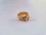 Anillo de Lujo - 104558 - Diseño Alianza Chispas CZ Clara Oro Laminado 18K