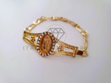 Pulsera Elegante - 104512 - Diseño Virgen Guadalupe con CZ Clara Oro Laminado 18K