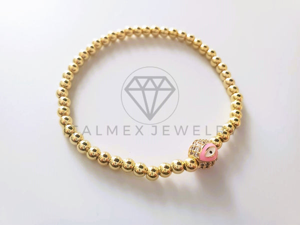 Pulsera de Lujo - 103746 - Diseño Ajustable Ojo Turco CZ Rosa Oro Laminado 18K