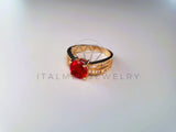 Anillo de Lujo - 103895 - Anillo CZ Roja Pavé Oro Laminado 18K