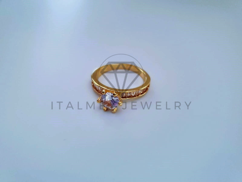 Anillo Dama de Lujo -104544 - Diseño Solitario CZ Clara Oro Laminado 18K