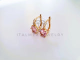 Arete de Lujo - 103846 - Diseño Huggie CZ Rosa Oro Laminado 18K