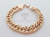 Pulsera de Lujo - 100296 - Diseño Cubana Diamantada 12mm Oro Laminado 18K