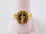 Anillo de Lujo - 104251 - Herradura San Judas Circonia Verde Oro Laminado 18K