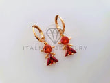 Arete de Lujo - 104354 - Diseño de Niña CZ Roja Oro Laminado 18K