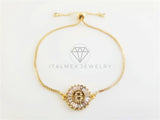 Pulsera Ajustable - 102628 - Diseño de Inicial "B" CZ Clara Oro Laminado 18K