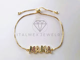 Pulsera de Lujo - 103721 - Diseño Ajustable Mamá CZ Color Oro Laminado 18K