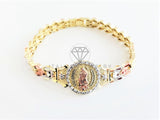 Pulsera Elegante - 102874 - Diseño de Lujo Virgen de Guadalupe CZ Clara Oro Laminado 18K