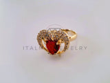 Anillo Dama de Lujo - 104562 - Diseño Corazon con Delfines Oro Laminado 18K