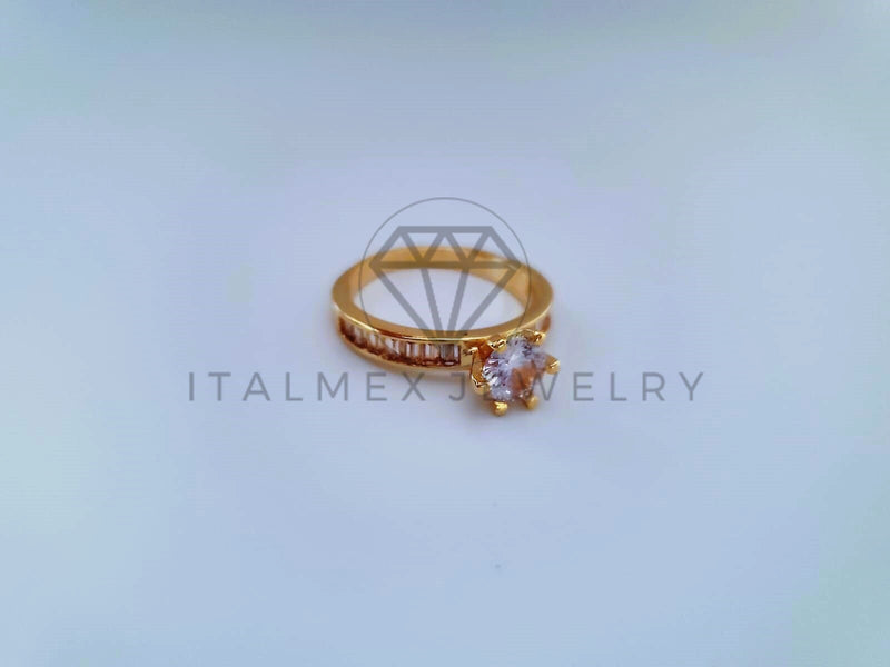 Anillo Dama de Lujo -104544 - Diseño Solitario CZ Clara Oro Laminado 18K