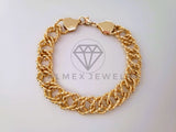 Pulsera Elegante - 104475 - Tejido Double Link Diamantada Oro Laminado 18K