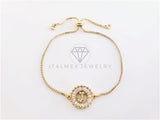 Pulsera Ajustable - 102635 - Diseño de Inicial "J" CZ Clara Oro Laminado 18K