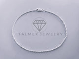 Tobillera Clasica - 104279 - Diseño Torzal 1.4mm/9" Plata .925