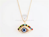 Collar Elegante - 103120 - Collar Ojo Turco CZ Colores Oro Laminado 18K