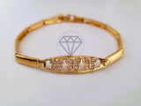 Pulsera de Lujo - 104322 - Diseño Placa Mariposas CZ Clara Oro Laminado 18K