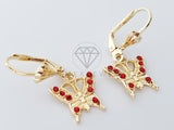 Arete Elegante - 100707 - Diseño de Mariposa con CZ Roja Oro Laminado 18K