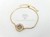 Pulsera Ajustable - 102643 - Diseño de Inicial "Z" CZ Clara Oro Laminado 18K