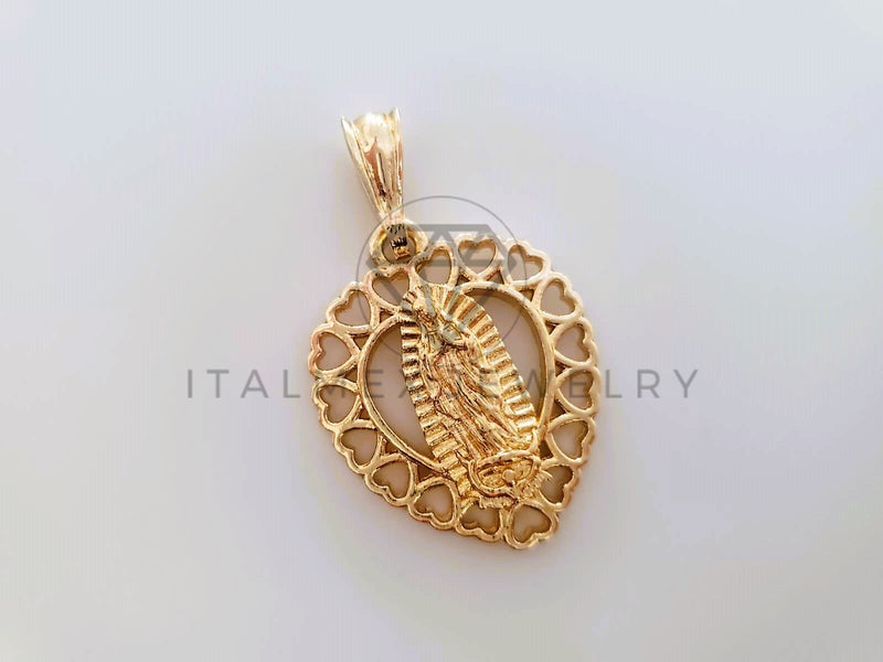 Dije Elegante - 104405 - Corazón Virgen de Guadalupe Tamaño Chico Oro Laminado 18K