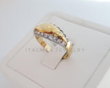 Anillo Dama de Lujo -101589 - Diseño Liso con CZ Clara Oro Laminado 18K