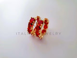 Arete de Lujo - 104622 - Huggie Redondo CZ Roja Oro Laminado 18K